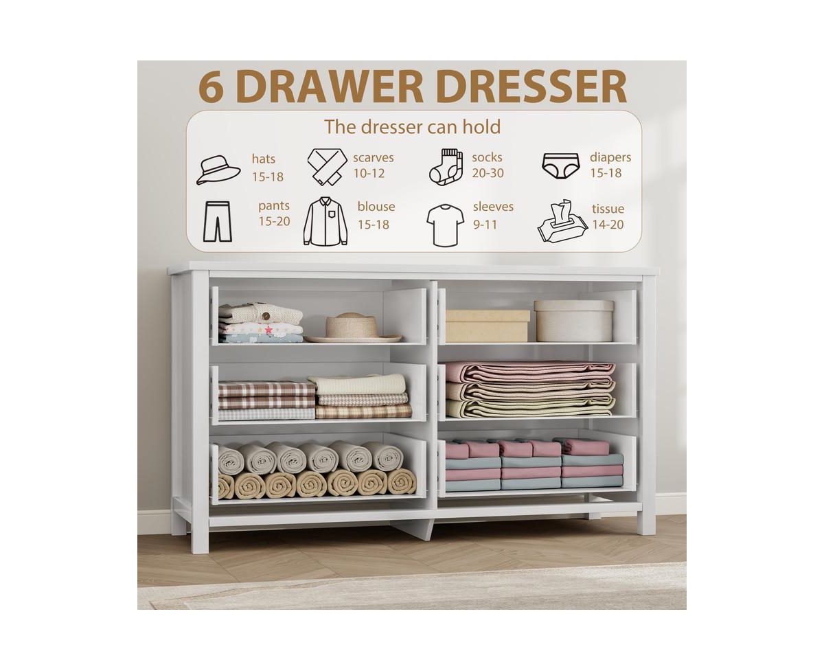 gaomon 6 Dresser for Bedroom, 47.2" Wide Dresser