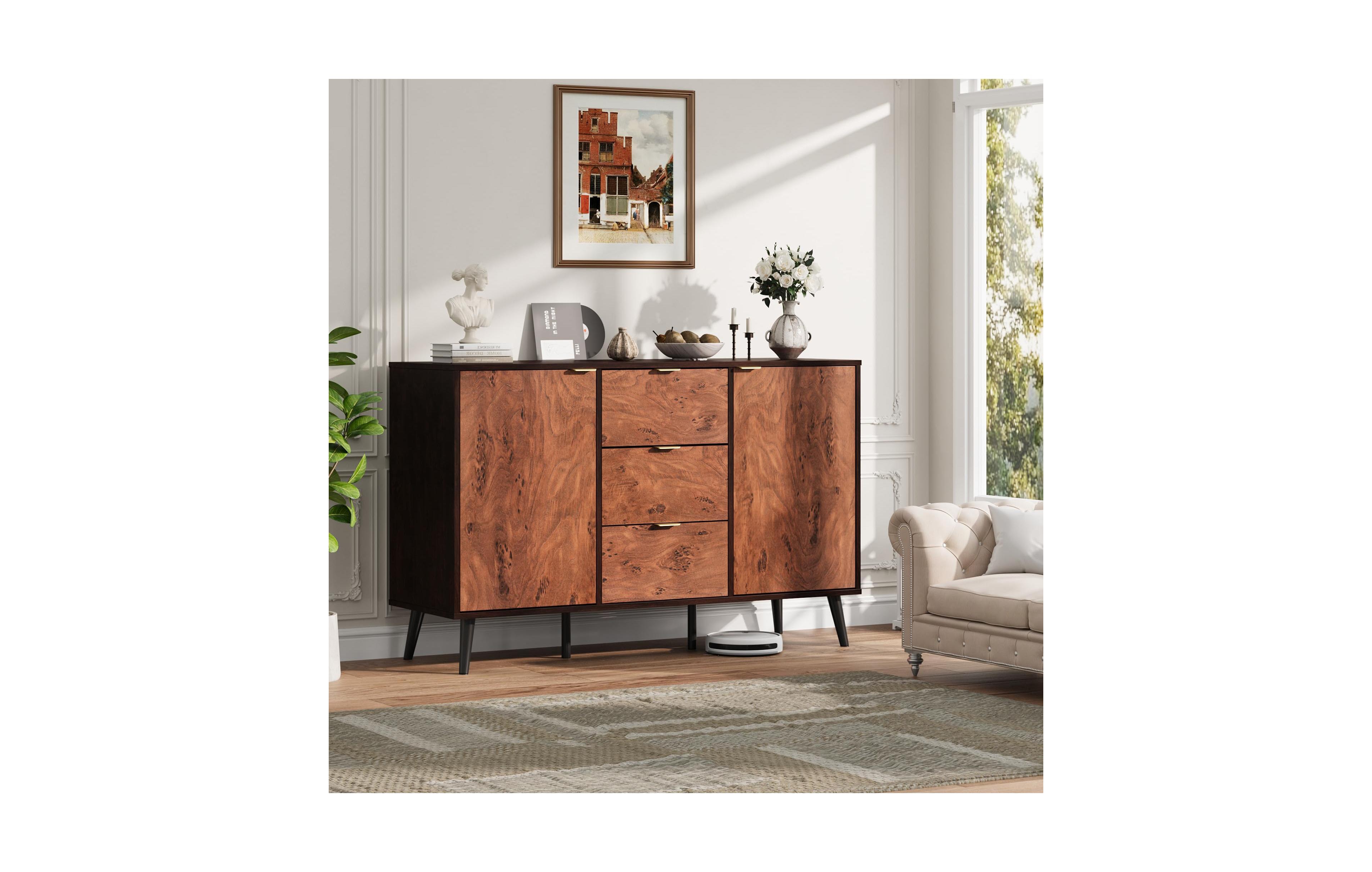Gaomon Buffet Cabinet with Drawers, 51.2'' Large Sideboard Buffet Credenza Storage Cabinet with Shelves and Doors