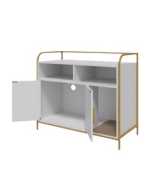 Cat Litter Box Enclosure - Hidden Litter Box Furniture with 2 Open Compartments