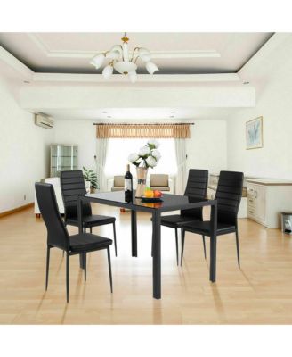 5 Piece Kitchen Dining Set Glass Metal Table 30" and 4 Chairs Breakfast Furniture