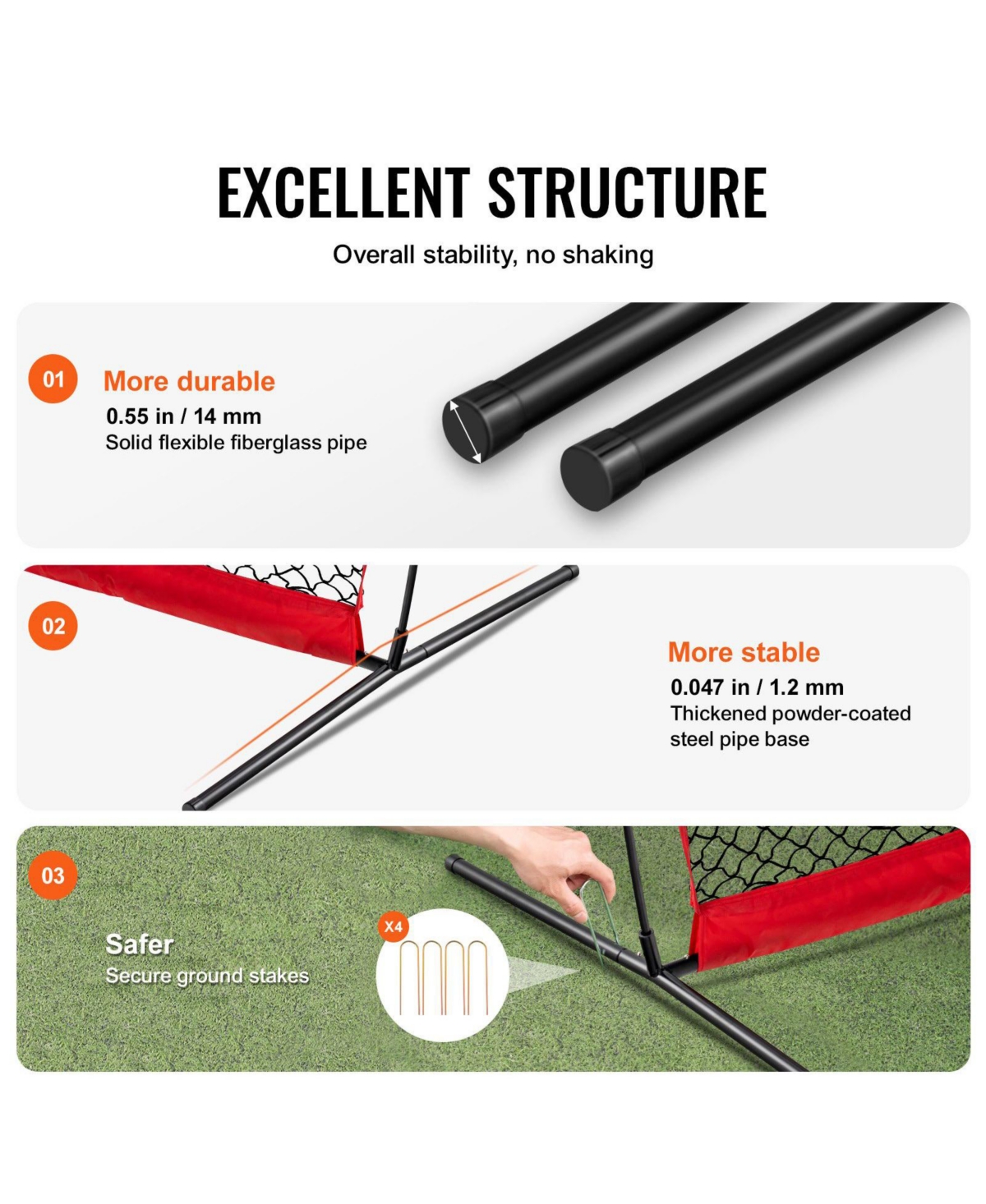 Mecale Barricade Backstop Net, 7x7 ft Sports Barrier Netting with Carry Bag, Practice Screen for Baseball, Softball, Soccer and Hockey