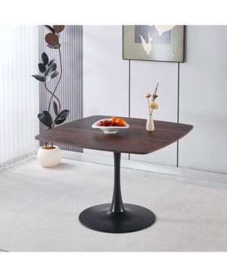 42 Inch Square Dining Table for 4-6 Person, Modern Table with Sturdy Metal Pedestal Base