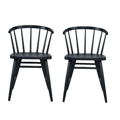 Fitz Traditional Solid Wood Curved Back Spindle Dining Chair (Set of 2)