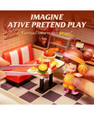 DIY Miniature Yum Yum Burgers House Building Set Toys Playset Suitable for Mini Figures Construction Toys Diorama Kit Gifts for Teens Adults