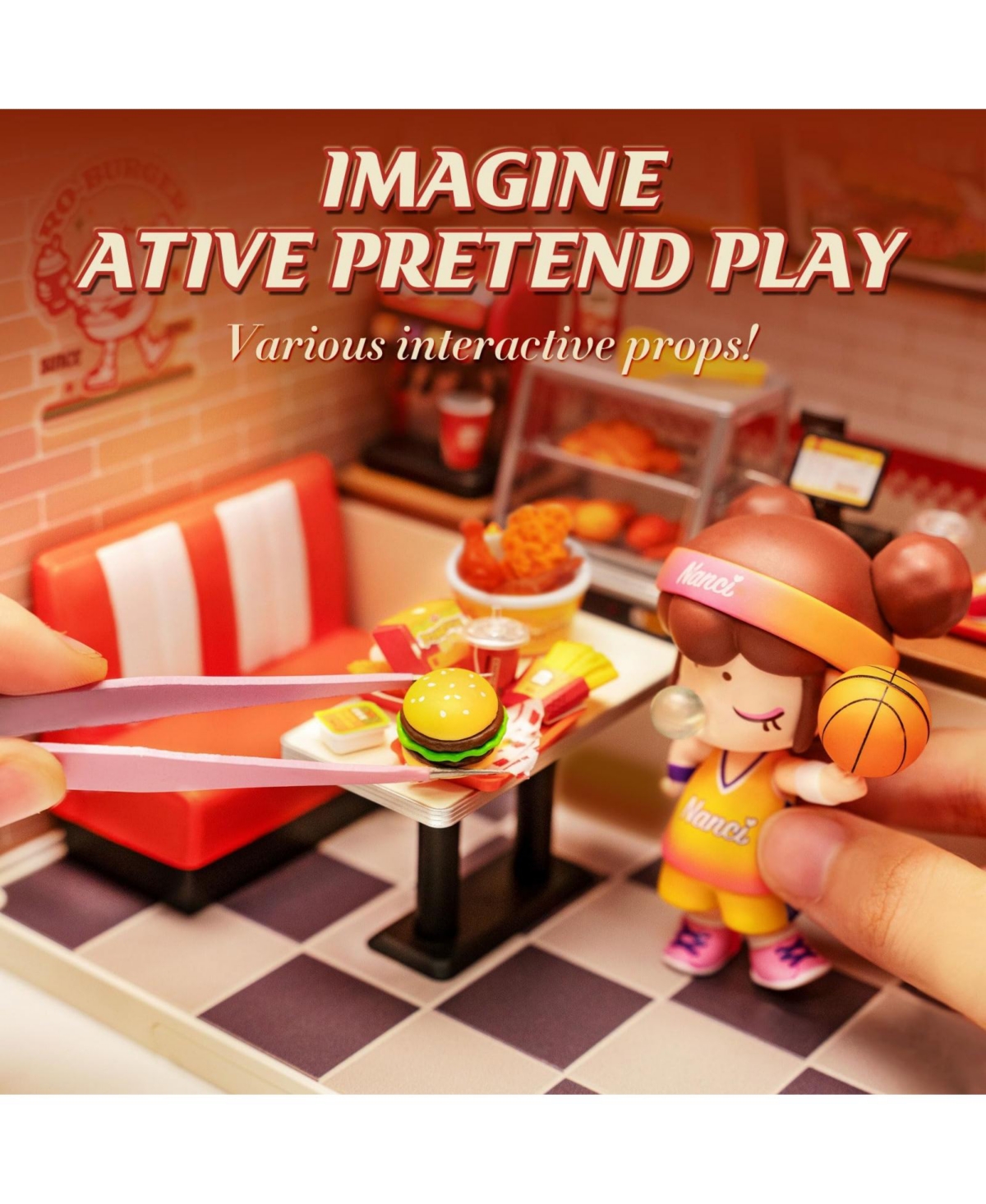 Robotime Diy Miniature Yum Yum Burgers House Building Set Toys Playset Suitable for Mini Figures Construction Toys Diorama Kit Gifts for Teens Adults