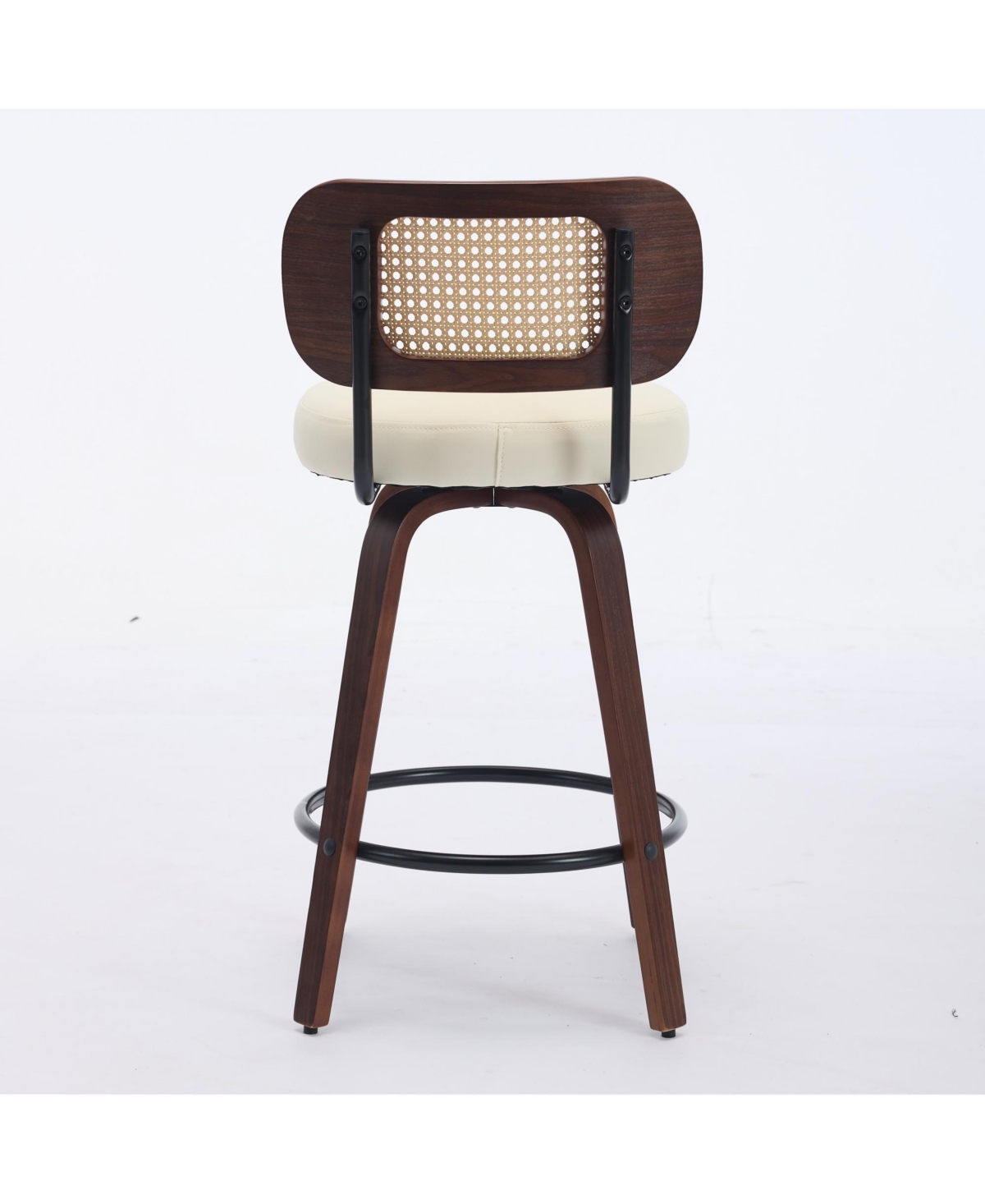 sumyeg Set of 3 Rattan Counter Stools with Upholstered Seat and Cane Back