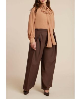 Women's Sheer Neck Tie Blouse