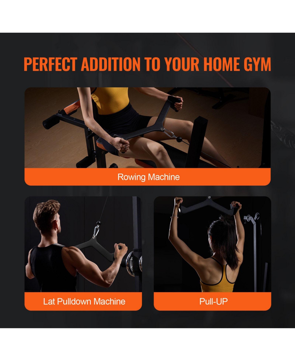 Sugfit Lat Pulldown Bar Set 7-Piece Cable Row T-Bar V-Bar Attachments Rubber Grip