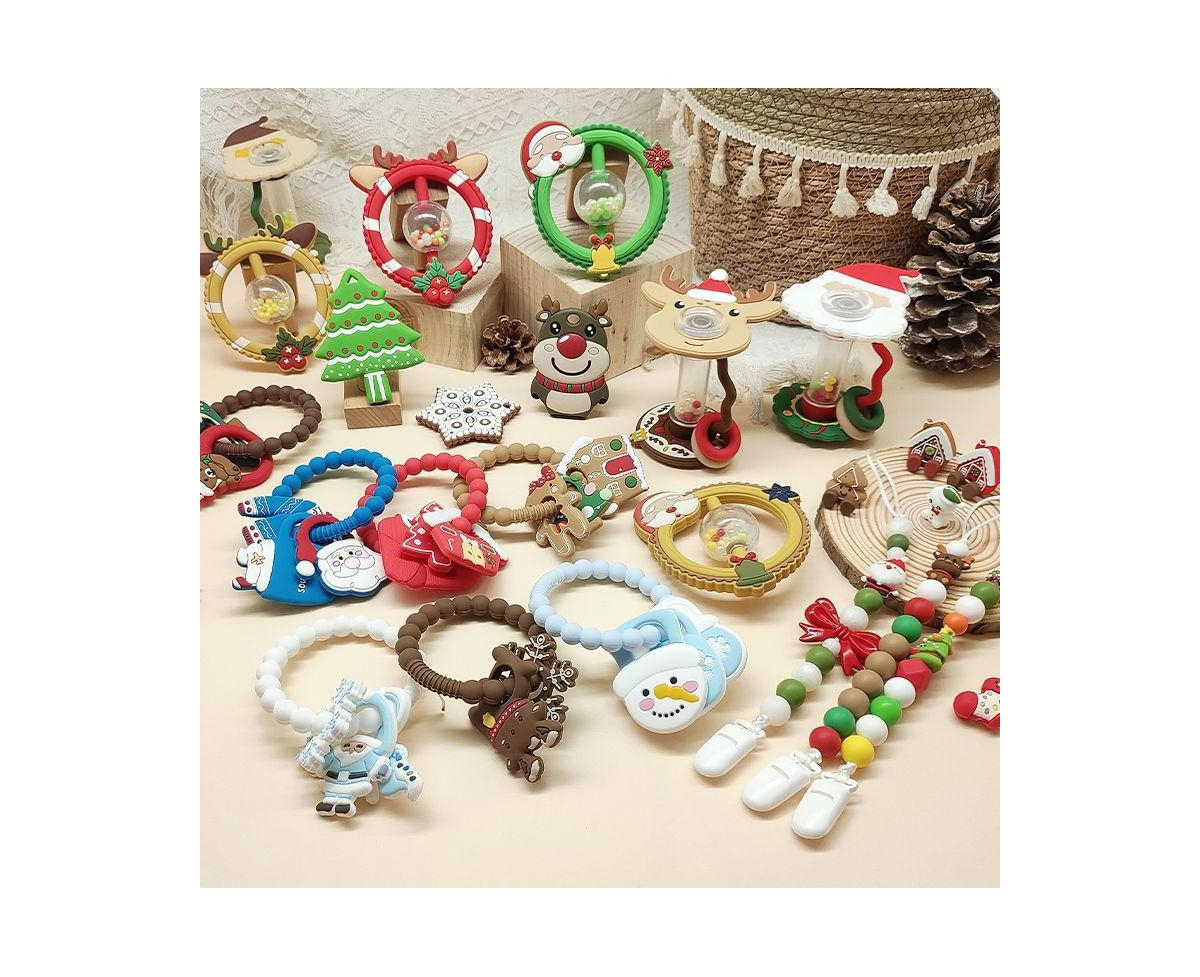 Sperric Silicone Christmas Teether Ring Toy for Baby, Bpa Free Soothing Teething Relief Infant & Toddlers 0-18 Months, Perfect Gift