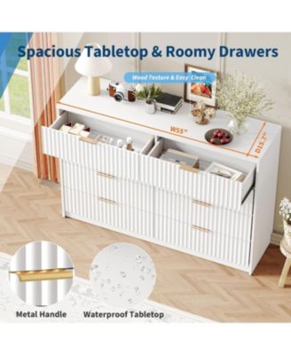 8 Drawer Dresser for Bedroom Storage, Modern Dressers & Chests of Drawers with Fluted Front, Versatile Dresser.