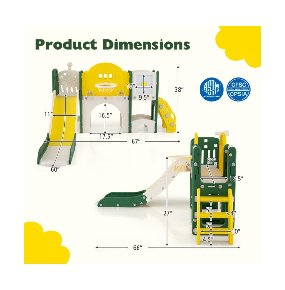 Hongge 10 in 1 Toddler Slide and Climber Indoor Playset