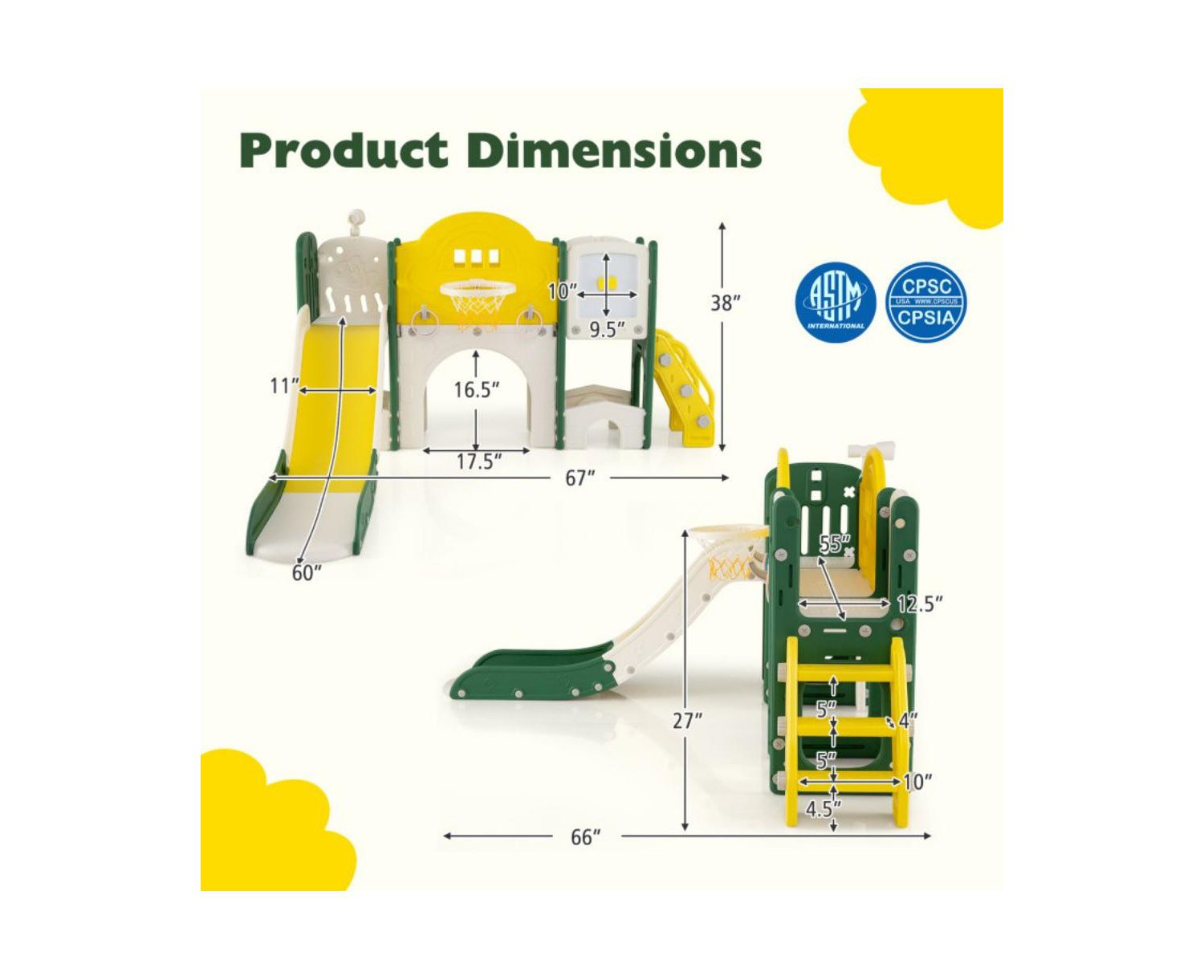 Toddler 10-in-1 Slide and Climber Playset
