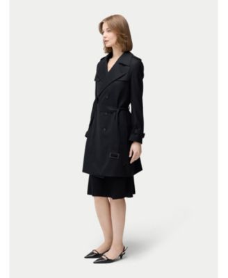 Women's Double Breasted Cashmere Trench Coat Black
