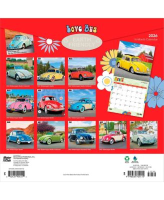 Motor Club Love Bug | 2026 12 x 24 Inch (Hanging) Monthly Square Wall Calendar | Plastic-Free