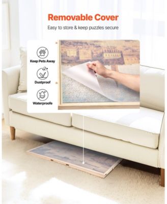 2000-Piece Rotating Puzzle Board with 5 Drawers and Cover, 40x29 in Portable Wooden Jigsaw Table for Adults