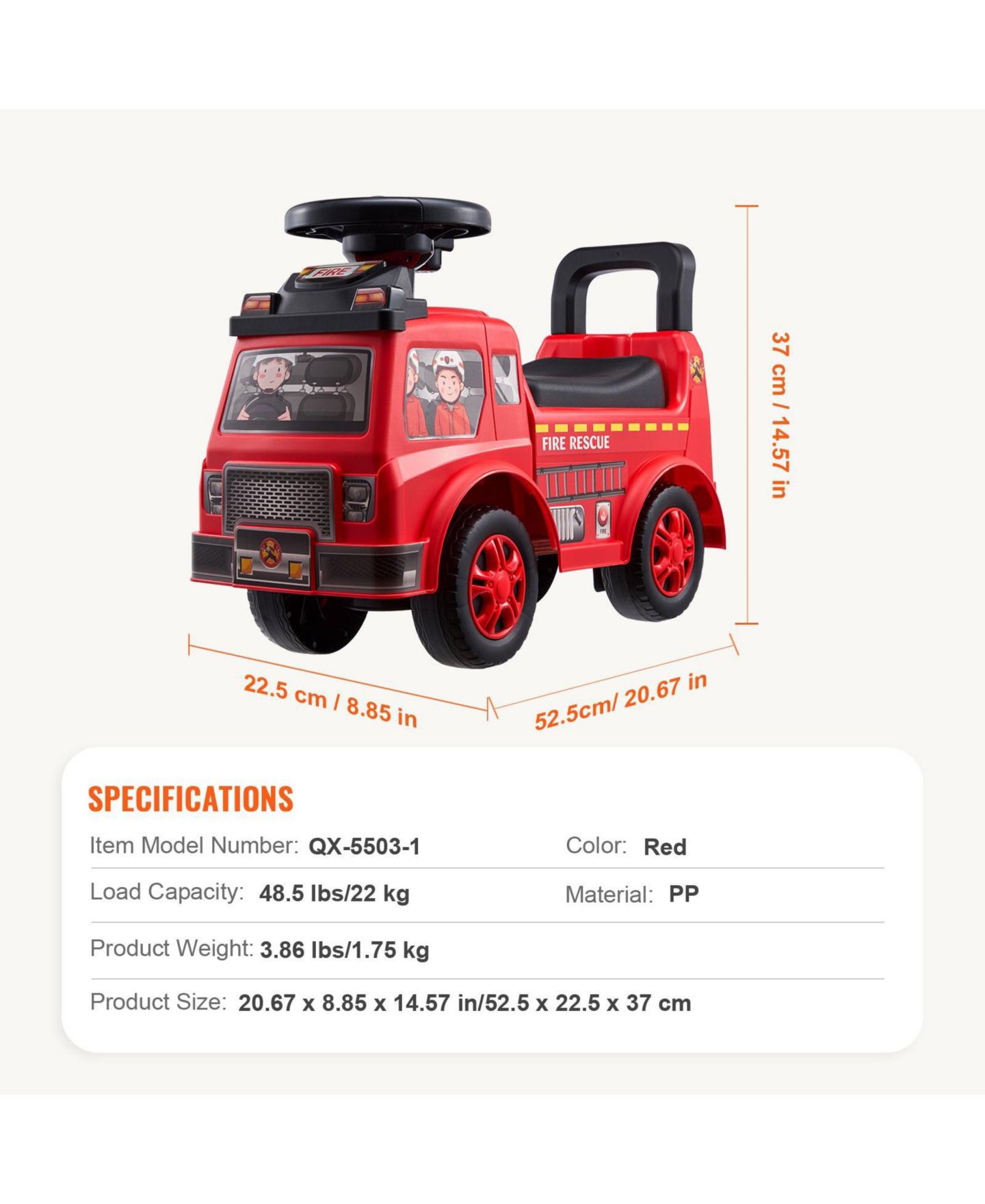 Детская игрушка HONGGE Toddler Ride-On Push Car with Music Steering Wheel and Storage Seat, цвет: Красный — фото 4