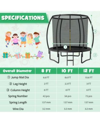  8 Foot ASTM Certified Recreational Trampoline with Ladder