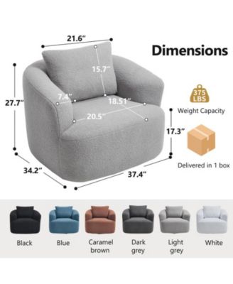360°Swivel Round Upholstered Comfy Chair With One Soft Pillow High-Resilience Sponge Single Sofa
