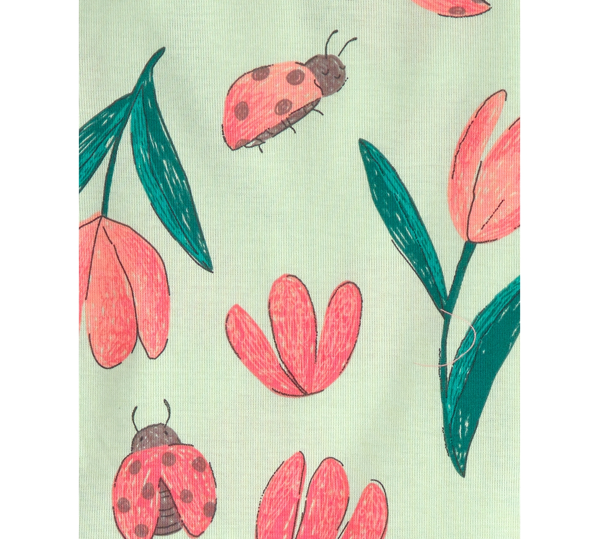Carter's Girls' Toddler 2T-5T Ladybug Floral Top and Pajama Pants, 4-Piece Set
