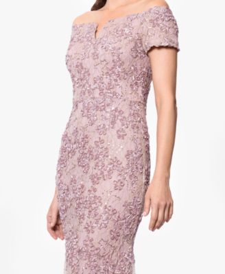 Petite Long Soutache Lace Off-The-Shoulder Ball Gown