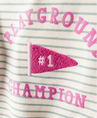 Girl Toddler 2T-5T Playground Champion Striped Top and Skirt, 2-Piece Set