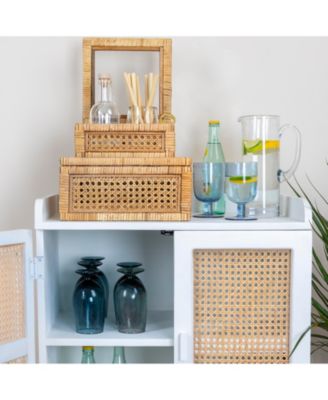 Set of 2 Sizes Modern Decorative Rectangle Display Boxes with Glass Top