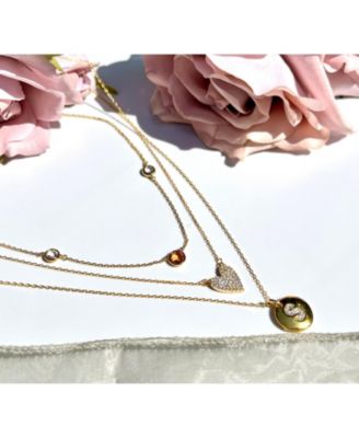 Suzy Levian Sterling Silver Cubic Zirconia Letter "Y" Initial Disc Pendant Necklace