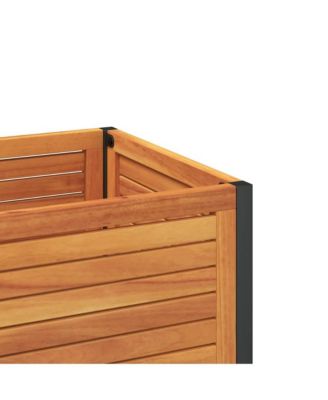 Garden Planter Brown Solid Acacia wood, Powder-coated steel Medium