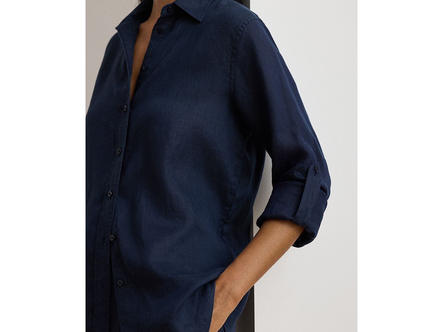 Женская рубашка Lauren Ralph Lauren Linen, цвет: Тёмно-синий — фото 2