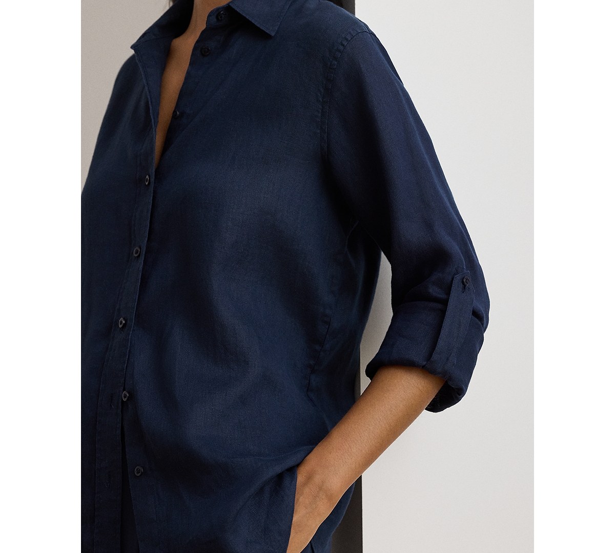 Lauren Ralph Petite 100% Linen Relaxed-Fit Shirt