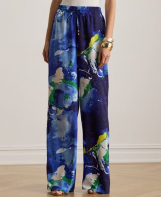 Petite Abstract Print Wide-Leg Pants