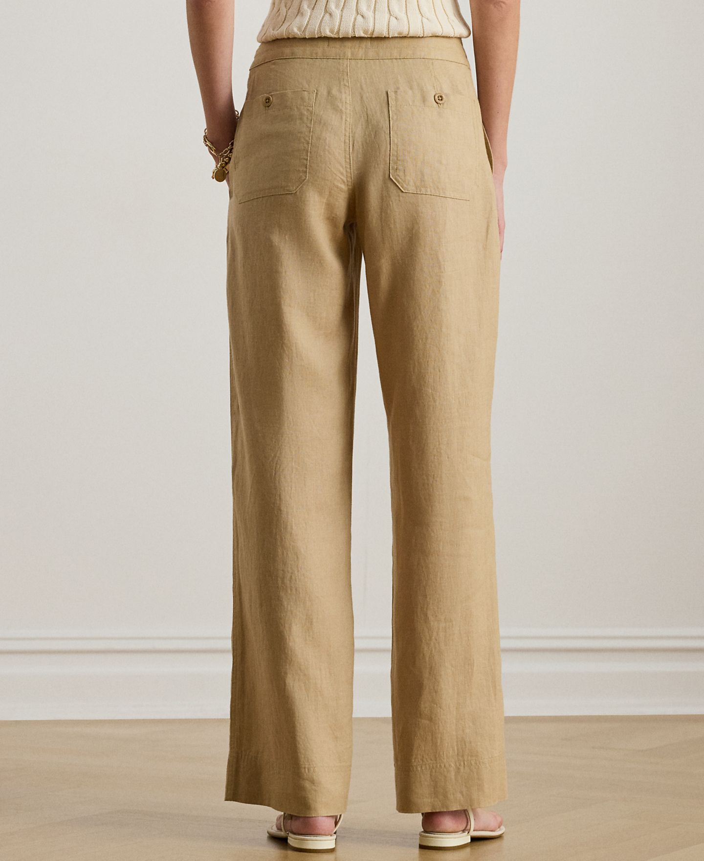 Женские брюки Lauren Ralph Lauren Wide-Leg Linen, цвет: Берёзовый рыжевато-коричневый — фото 4