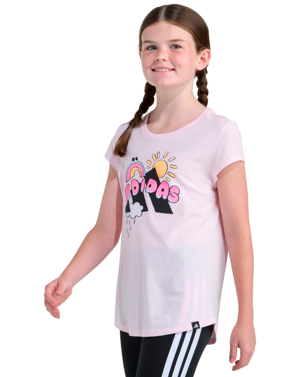 adidas Girls' 8-16 Cap-Sleeve Crewneck T-Shirt