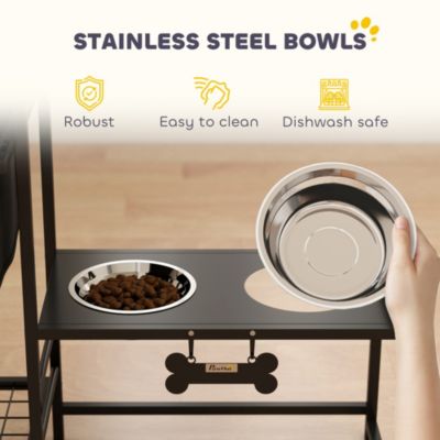 Dog Bowl Sd with 2 Feeding Stations, Elevated Dog Bowls,