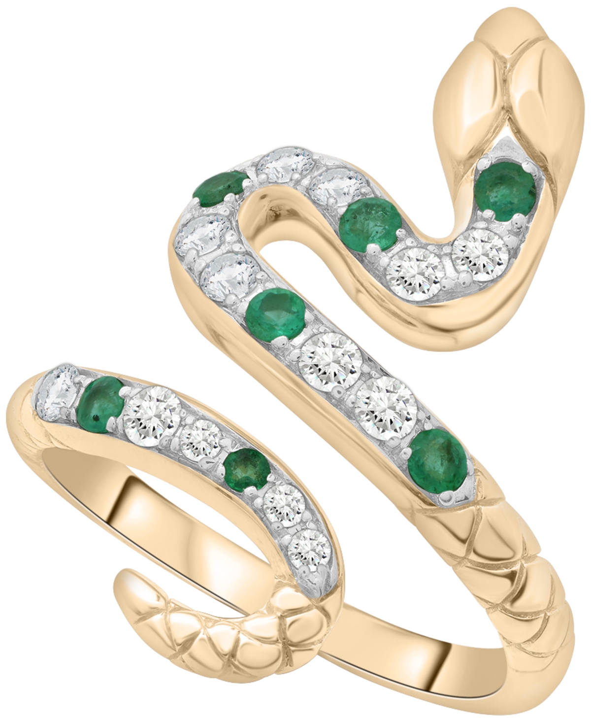 Macy's Emerald (1/4 ct. t.w.) and White Sapphire (1/2 ct. t.w.) Ring in 14k Yellow Gold