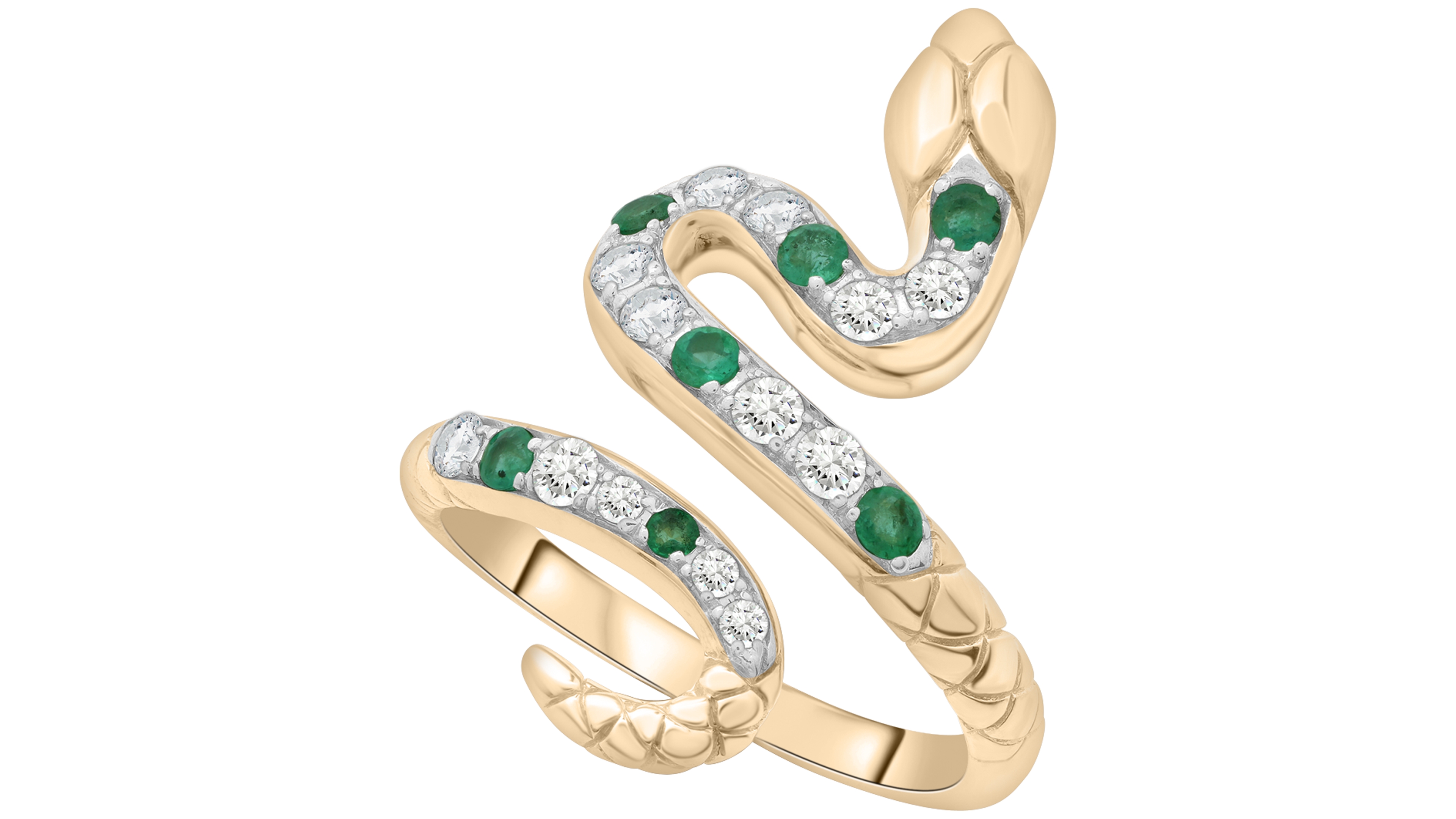 Macy's Emerald (1/4 ct. t.w.) and White Sapphire (1/2 ct. t.w.) Ring in 14k Yellow Gold