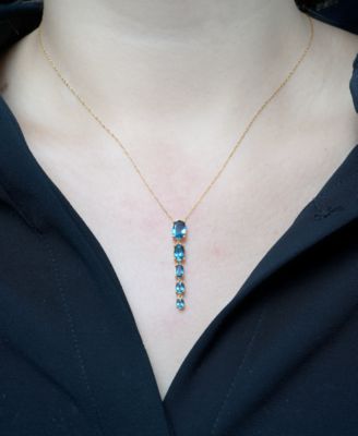 London Blue Topaz (2 ct. t.w.) Drop Pendant Necklace in 14k Yellow Gold