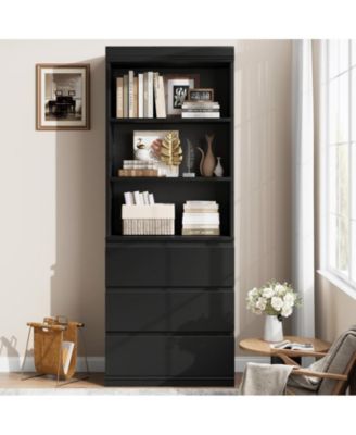 Bookcase with Drawers 70.27 Inches Tall Bookshelf Farmhouse Bookcases Wooden Deep Bookshelves Storage Cabinet Organizer