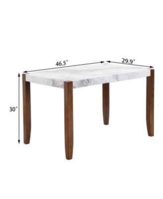 Modern Faux Marble Dining Table with Wood Legs