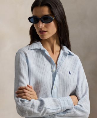 Women's Classic Fit Striped Linen Shirt