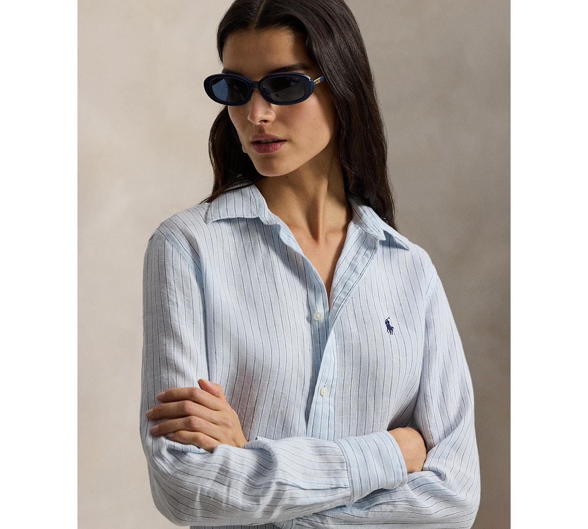 Polo Ralph Lauren Women's Classic Fit Striped Spread Collar Shirt