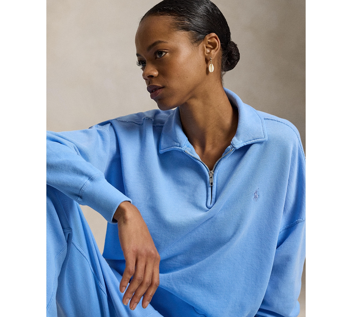 Polo Ralph Lauren Women's Lightweight Fleece Quarter-Zip Top