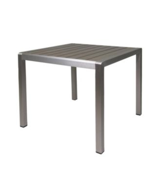 Outdoor Dining Table: Square Gray Faux Wood, 35"