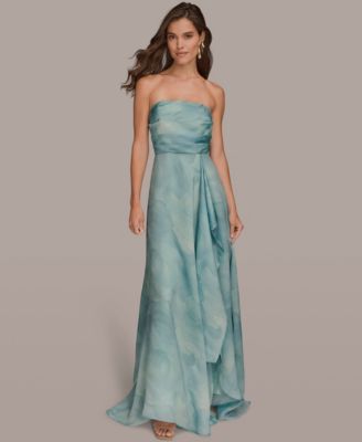 Women's Floral Print Strapless Ball Gown