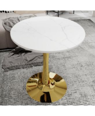 Streamdale Gold 27.6" Mid-Century Modern Dining Table with White Marble Top