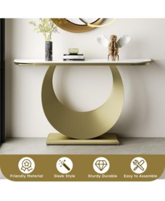Premium Faux Marble Console Table with Gold Base (120cm/47in