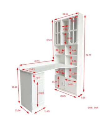 Streamdale L-Shaped Corner Computer Desk with Drawers, Bookshelf & Hutch, White