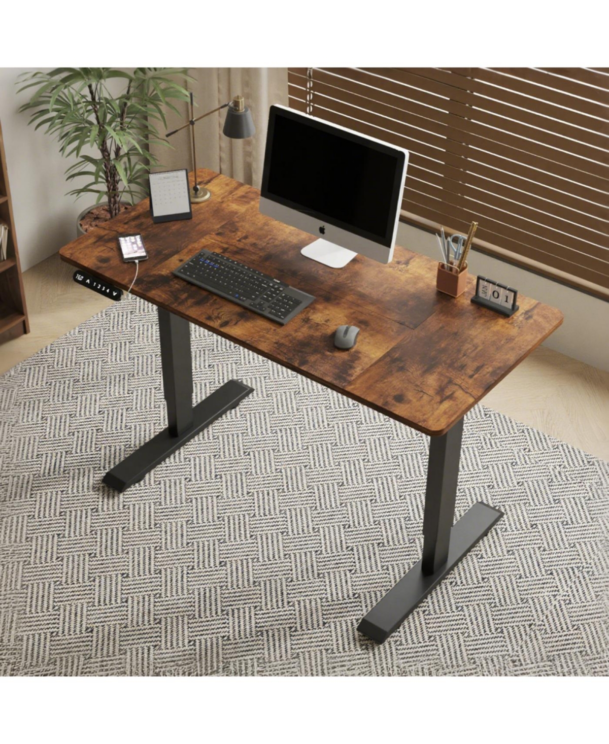 Streamdale Furniture Streamdale Electric Standing Desk - Height Adjustable Computer Table (47" Rustic Brown