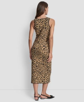 Women's Cheetah Jacquard Bodycon Sweater Dress