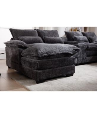 Streamdale Modern U-Shaped Sofa with Console, Cupholders & USB, Gray